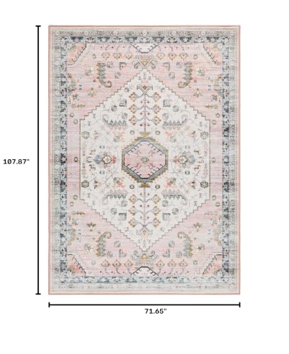 Haven Modern Medallion Machine Washable Area Rug with Airflo Technology for Easy Clean, Ultra-Soft Non-Slip Rug with Built-in Pad, Pet, Family & Allergy Friendly, Blush, 6'x9' - color: Blush Medallion, size: 5'11" x 8'11" (Rectangular)