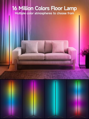 Tyute Floor Lamp, RGB LED Corner Lamp with Music Sync, Smart App and Remote Control Color Changing Ambience Light, 16 Million Colors Standing Lamp for Bedroom Living Room Gaming Room (2pcs) - color: 2 Packs