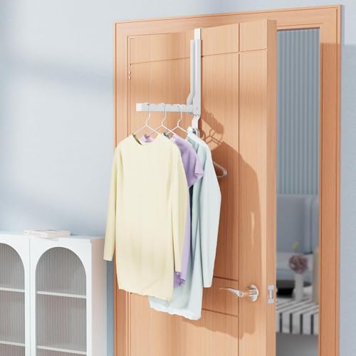 2 Pack Heavy Duty Over the Door Hanger, Compact Foldable Over Door Hook, Portable Compact Over Door Drying Rack for Laundry, Metal Over the Door Clothes Hanger, Rustproof & Waterproof (White) - color: White-m2