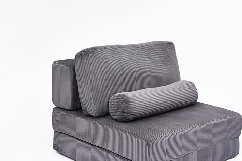 49" Foldable Modular Studio Couch, Space Saver Bed with High Density Foam, Sofa Individual with Creative Shape for Apartment Leisure Scenes, Dark Grey - color: Dark Grey