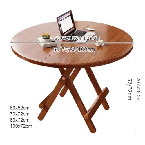 Expandable Round Drop Leaf Dining Table - Space-Saving Folding Design for Small Spaces, Multifunctional and Versatile Dining Table, Perfect for Compact Living Areas. - color: Yellow, size: 100CM/39.3IN