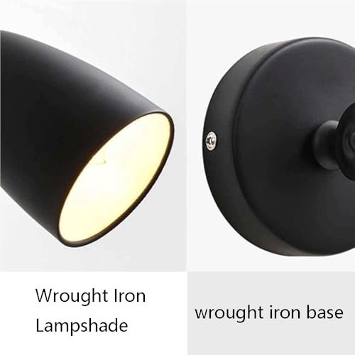 Modern Swing Arm Wall Sconce Adjustable Black Industrial Lamp Triple 180 Degree Rotating Joints Bedside Reading Light E26 Base Wrought Iron Finish for Study Bedroom Kitchen Island