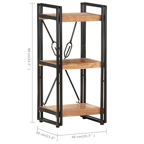 3 Tier Industrial Bookcase with Solid Acacia Wood and Powder Coated Steel Frame, Compact Storage Shelf for Study Room and Small Spaces - color: Brown a, size: 11.8 x 15.7 x 31.5 in (W x L x H)