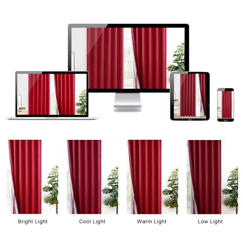 XWZO 100% Blackout Curtains 54 Inches Long with Tiebacks- Soundproof & Energy Efficiency Window Draperies Grommet Top with Black Liner for Small Windows, Christmas Red, W38 x L54, Set of 2 - color: Red, size: 38"W x 54"L (Pack of 2)