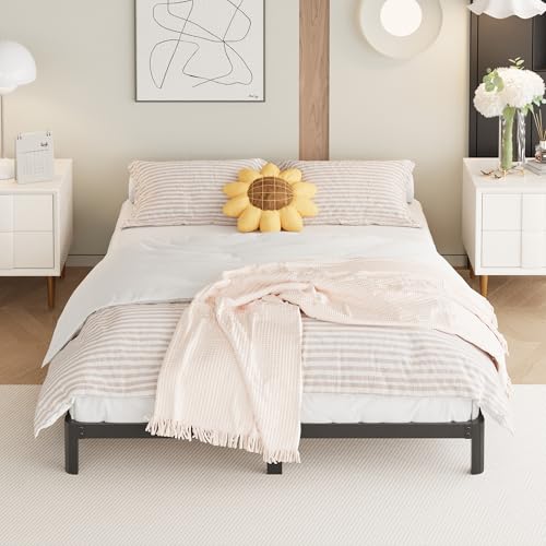 Yicensen 8 Inch Full Bed Frame No Box Spring Needed, Heavy Duty Full Size Metal Platform Bed Frame with Rounded Corner Legs, Easy Assembly, Noise Free, Black - size: Full, style: 8 Inch