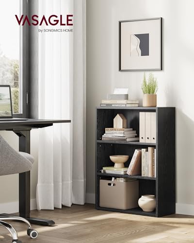 VASAGLE CUSTOS Collection - Bookshelf, 3-Tier Bookcase, Book Shelf, Open Storage Shelf, 9.4 x 23.6 x 32 Inches, for Living Room, Home Office, Dinning Room, Ebony Black ULBC163T56 - color: Ebony Black, size: 3 Tiers (23.6"W), style: 1 Pack
