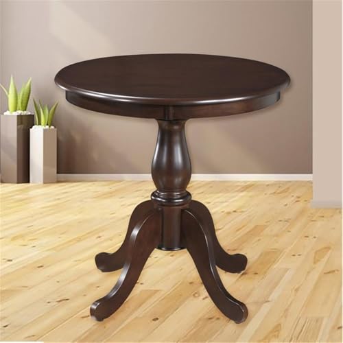 BOWERY HILL Portland 30" Round Pedestal Dining Table, Espresso Finish, Sturdy Wood Construction, Carved Legs, Classic American Style, Ideal for Breakfast Nook or Dining Room