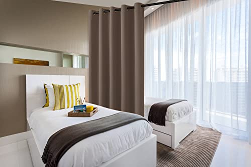 DWCN Total Privacy Room Divider Blackout Curtain - Thermal Curtains for Patio Door, Living Room, Bedroom Partition and Shared Office Space, 1 Grommet Curtain Panel, 6.7ft Wide x 7ft Tall,Khaki - color: Khaki, size: 80"W x 84"L (Pack of 1)