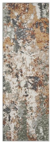 Keen Home Design Runner Rugs - 32"x91" Non-Shedding, Thick Pile Abstract Rugs for Kitchen, Living Room, Bedroom, Dining Room, Entryway - Size: 2'8" x 7'7", Skies Green - color: Skies Green, size: 2'8" x 7'7" (Runner)