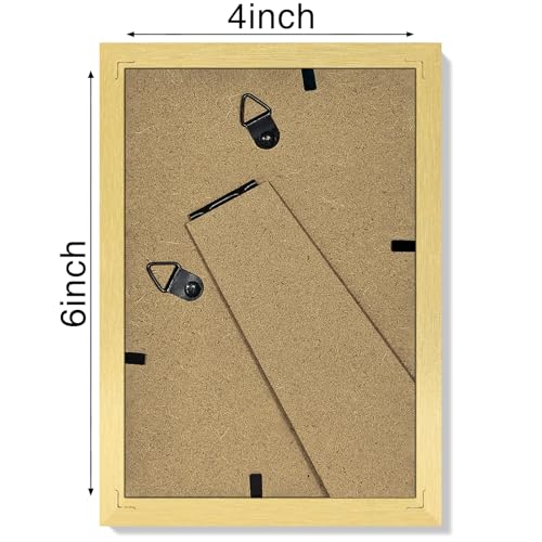 Vittanly 4x6 Picture Frames Set of 4, for Wall or Tabletop Display, Gold | Display Pictures 3.5x5 with Mat or 4x6 without Mat, Engineered Wood with Shatter Resistant Plexiglass, Small Photo Frames - color: Gold, size: 4x6