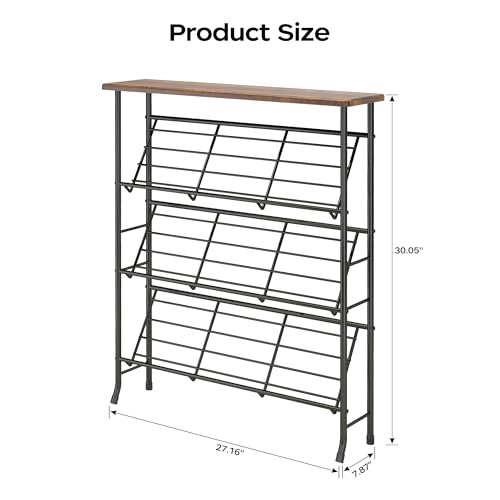JZM Shoe Rack Storage, Narrow 4 Tier Metal Shoe Storage Shelf, Free Standing Shoe Racks, Space Saving Shoe Rack Organizer for Entryway, Hallway, Bedroom, Living Room(12-16 Pair) - color: Brown