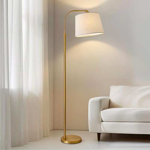 62" Gold Floor Lamp for Living Rooms Tall Arc Standing Lamps for Bedrooms Industrial Corner Nursery Girls Kid Vintage Mid-Century Modern Reading Light Office Antique Brass Shade Lantern - color: Gold