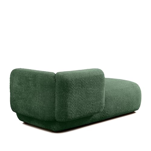 ERYE Boucle Upholstered Left Facing Chaise Lounge Indoor for Living Room Bedroom,Comfy Single Chaise Lounge Modern Leisure Recliner Sleeper Sofa Daybed, Easy Assemble - color: Green/L