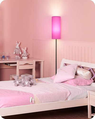 Dimmable Purple Floor Lamp for Living Room with Remote and Foot Switch, Corner Floor Lamp for Bedroom, 64.4" Standing Tall Lamp, 10W 900LM Bulb Included, 3000K-6500K, Linen Shade, FCC Listed Z06LD05W1 - color: Purple