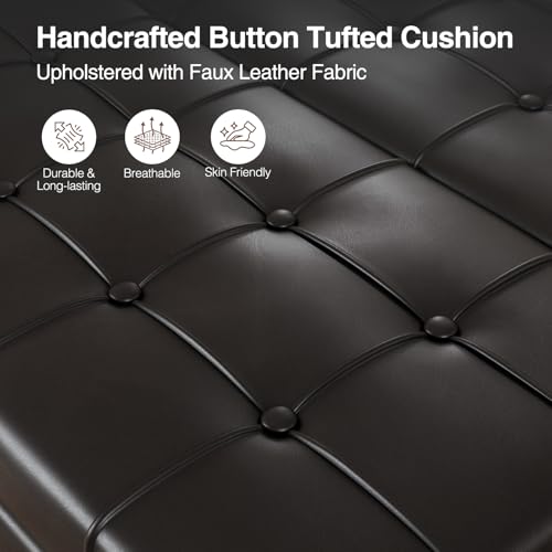 FiveWillowise 31.5 Inch Large Square Ottoman with Storage,Faux Leather | Coffee Table Storage Ottoman Bench with Lift Top Upholstered Footrest Stool Toy Box for Bedroom Living Room,Black - color: Black