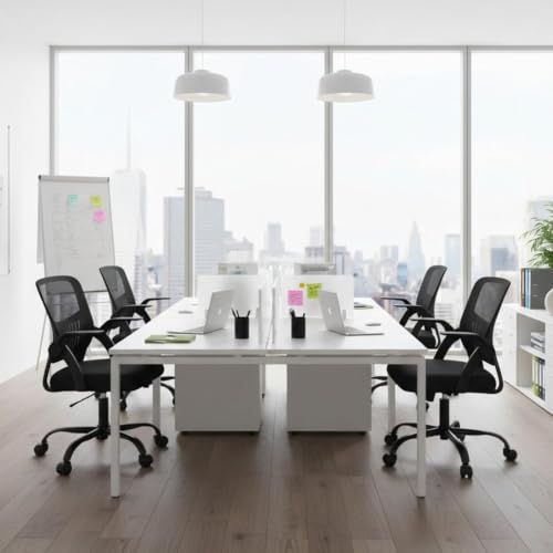 Sweetcrispy Computer Desk Chair, Home Office Chair, Lumbar Support, Black | Flip Up Armrest, Adjustable Height, 360° Swivel Wheels, Ergonomic Mesh Mid-Back, Comfy Arms Bedroom Study - color: Black, size: 18.31"D&Flip-up Arms