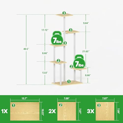 식물 스탠드 실내 성장 조명 포함 - 다층 코너 선반 소형 금속 조명 꽃 랙 다중 - color: 화이트.