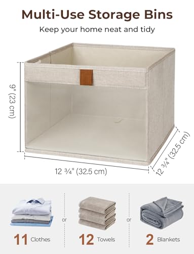 StorageWorks Closet Storage Bins, Large Storage Baskets with Clear Window and Handles, Foldable Fabric Organizer for Clothes, Shelves, Brown and Beige, 3 Pack - color: Brown and Beige, size: 12 ¾" L x 12 ¾" W x 9" H