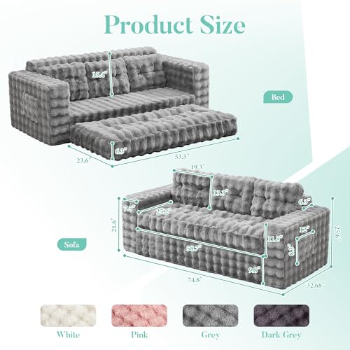 Hobestluk Adult 3-Seater Sofa Couch Comfortable Foam Floor Seat, Grey | Oversized 2-in-1 Sofa, Tufted Button Design, Foam Filling, No Assembly, Living Room, Relaxing, Gaming, Premium Bubble Fabric - color: Bubble Grey, size: 3 seater