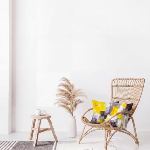 Yellow Grey Abstract Throw Pillow Covers 18x18 Set of 4 | Mustard Yellow & Grey Modern‑Art Cushion Cases, neutral aesthetic pillowcases for sofa, bedroom & chair. - color: Yellow and Grey, size: 18" x 18" (Pack of 4)