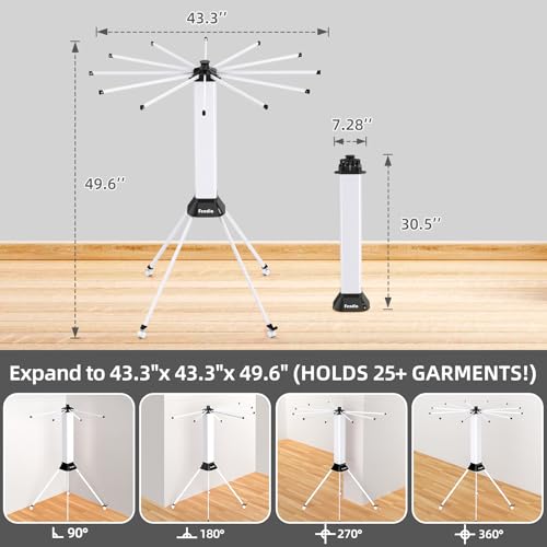fendia Clothes Drying Rack Foldable & Collapsible Drying Racks with 4-Leg Octopus Design, Large Capacity Space Saving Indoor Drying Rack for Bedroom,Balcony,Laundry for Indoor/Outdoor Use (White) - color: White & Sliver