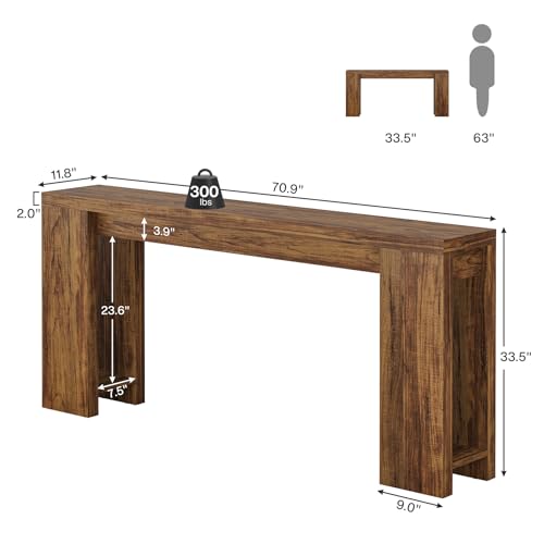 1Easylife 70.9-Inch Farmhouse Console Table, Narrow Wooden Sofa Table | Extra Long Entryway Accent Table for Living Room, Hallway, Entrance, Foyer, Dark Brown - color: Dark Brown