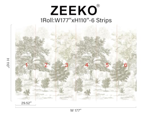 Vintage Forest Wall Murals Peel and Stick 177" W x 110" H Beige Tree Wallpaper Self-Adhesive Large Nature Landscapes Murals Canvas Wall Decor for Bedroom Bathroom - size: 177" W x 110" H