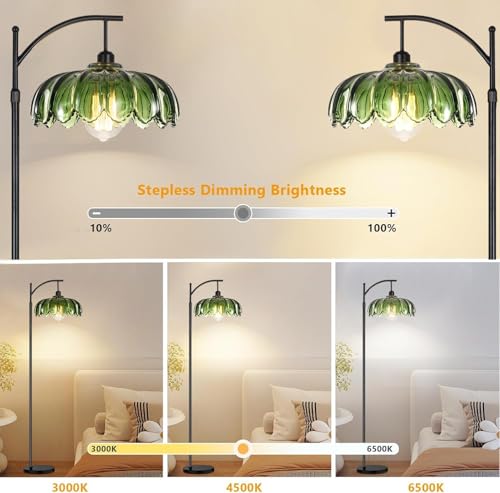 ILLMTW Glass Floor Lamp for Living Room,Bedroom,Mid Century Modern Standing Lamp with Remote,Dimmable Black Tall Lamp Lamp Vintage Retro Arc Floor Lamps Flower Floor Light Boho Bohemian - size: Floor Lamp-27