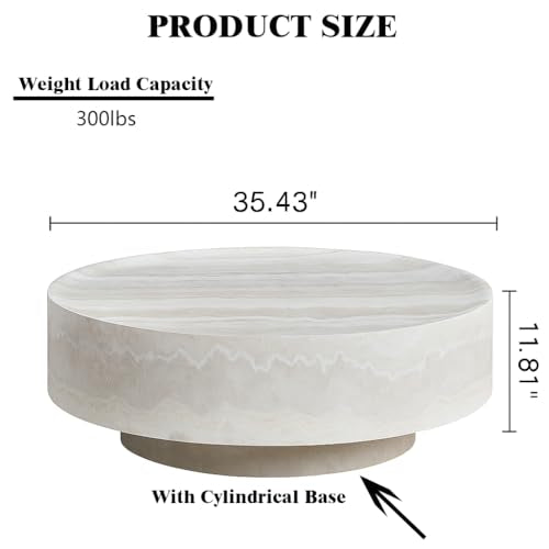 35.43" Round Faux Marble Coffee Table with Base (35.43" x 11.81") | Center Table, Concrete Coffee Table, Travertine Accent Table, Living Room Furnitures, Mars Pattern, Easy to Assembly - color: Mars,ø35.43" X 11.81"