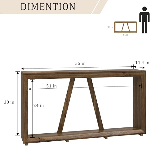 55-Inch Long Console Table for Entryway, Wooden Sofa Table Behind The Couch, Walnut Wood Hallway Accent Table for Living Room, Entrance - color: Walnut
