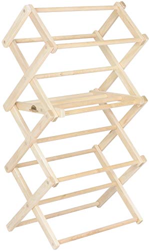 Clothes Drying Rack: Solid Maple Hard Wood Laundry Rack for Baby Clothes, Hand Towels, Delicates & More, Durable Small Folding Drying Rack, Made in USA, No Assembly Needed - color: Small