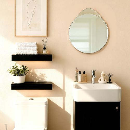 Floating Shelves for Wall,Over The Toilet Storage Cabinet-Set of 2 Black 16 Inch.Wall Shelves for Bathroom,Bedroom,Living Room,Kitchen-Modern Helf Display Organizer&Decor(Black,2pc) - color: Black, size: 7.8"D x 16"W x 1.73"H