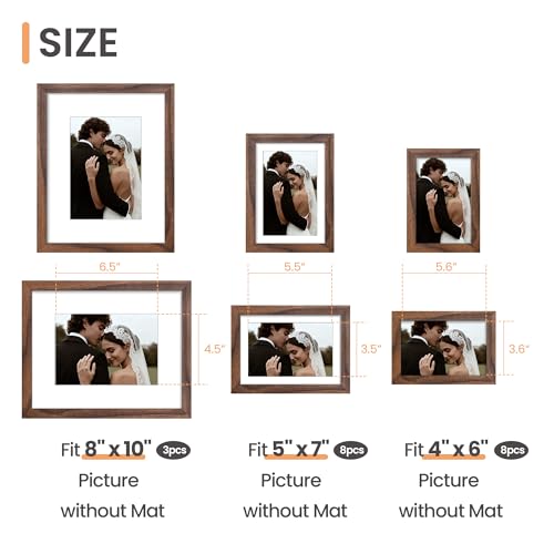 upsimples Picture Frames set of 19, Including 8x10, 5x7, 4x6 Brown Frame | Multi Picture Frames Collage Wall Decor, Gallery Wall Frame Set, Gift For Christmas, Mothers' day, Wedding, Dorm, Living Room - color: Brown