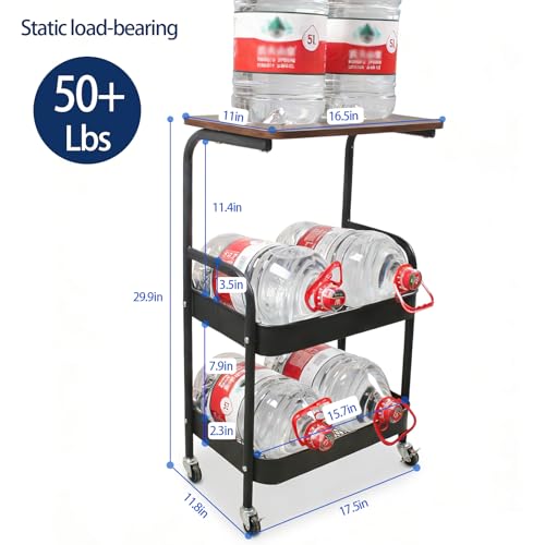 3-Tier Metal Rolling Utility Cart with Walnut-Textured Top on Wheels Craft Cart and Side Table for Bedside, Kitchen, Office, Bathroom & Craft Room