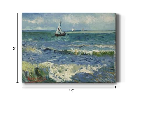 Renditions Gallery Seascape at Saintes-Maries by Vincent Van Gogh Printed, Famous Painting Reproduction, Premium Gallery Wrapped Canvas Print, Ready to Hang, 8 in H x 12 in W, Made in America Art - color: Seascape at Saintes-maries, size: 12"L x 8"W