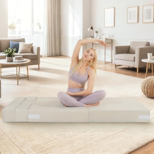 Fvkind Sleeper Chair Bed with Memory Foam Washable Cover Single Size, Beige | Soft Corduroy Fabric - Foldable Lounge Chair - Dorm & Apartment - Adults & Students - Space-Saving Comfort - color: Beige, size: Single