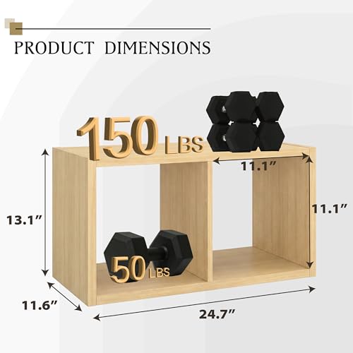 WannabeMyself【2026 Wooden Thick Frame】 2 Cube Storage Organizer with Anti-Tipping Kits, Reversible Open Back Book Shelf,Bookcase for Living Room,Bedroom,Entrance Hall,Office,11.6×24.7×13.1,Oak Color - color: Oak, size: 2 cube (11inch)
