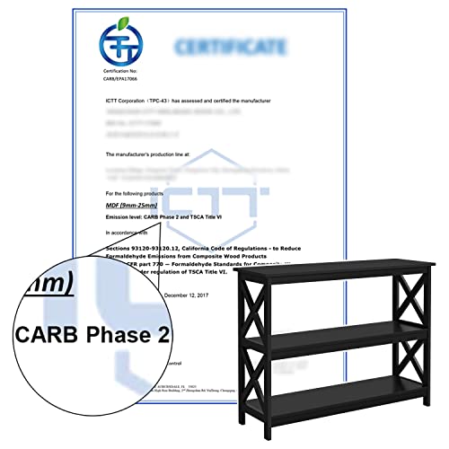 Yaheetech 42" L Black Console Table 3-Tier Narrow X-Design Storage Shelves | Sofa Table for Entryway, Hallway and Living Room, Slim 14" Depth, Powder-Coated MDF, 88 lb Top and 44 lb Shelf Capacity - color: Black