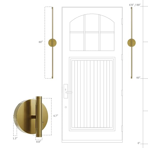 40" Battery Operated Wall Sconce Set of 2, 350° Rotating Lamp, Gold | Wireless, 8000mAh Rechargeable Battery, Stepless Dimming, 3000K-6000K, Remote & Touch Control, Timer, Living Room, Bedroom - color: Gold, size: 40 Inch (2 Pack)