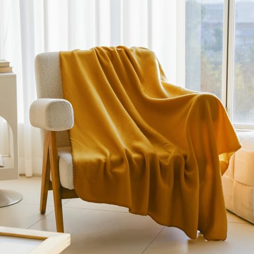 CAI TENG Fleece Throw Blanket Bulk 6 Pack Kid Blankets Soft Lightweight Cozy Polar Fleece 50 x 60 Throws Solid Pet-Friendly Bed Sofa Couch Fleece Fabric Travel Wedding Outdoor Mustard Yellow - color: Mustard Yellow