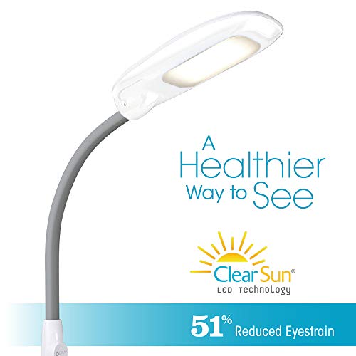 OttLite LED Floor Lamp with USB Port, White | ClearSun LEDs Reduce Eyestrain | 3 Color Temperature Modes | Adjustable Tablet Stand | Adjustable Height 47.5"-64" - color: White