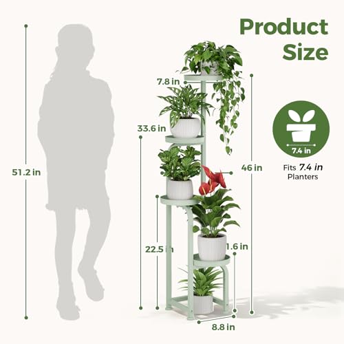 Bamworld Corner Plant Stand Indoor Outdoor Tall Metal Flower Pot Stands | 4 Tier Mint Green Heavy Duty Plant Shelf for Patio Garden Balcony Living Room Bedroom(Patent Design) - color: Mint Green, style: Spiral 4Tier