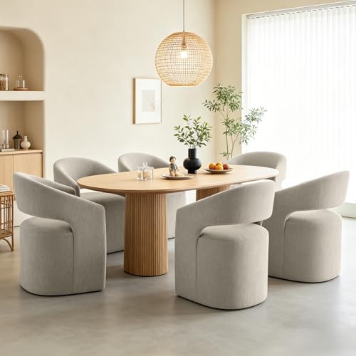 Compact Barrel Arm Chair with Casters, Upholstered Accent Chair with Open Back Cutout, Plush Rounded Seat, Pedestal Base for Living Room Bedroom Vanity, Taupe - color: Taupe