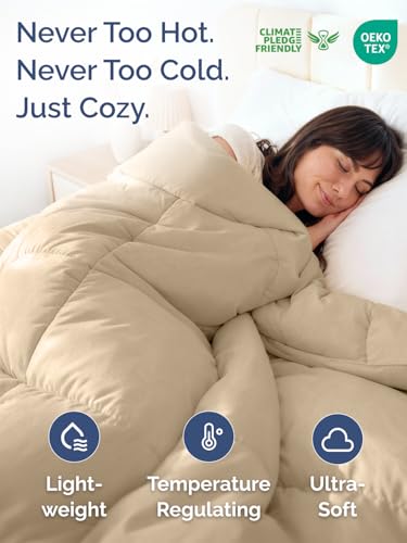 Comforter Queen - Reversible Comforter - Cream & Antique White, 88" x 88" | Soft & Comfy, Quilted White Comforter with Corner Tabs, Box Stitched Down Alternative Bedding for Men, Women, Kids & Teens - color: Cream/Antique White, size: Queen (88" x 88")