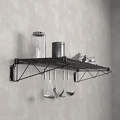 18" x 60" Black Epoxy Wire Wall Mount Shelf - color: Black, size: 18" x 60"