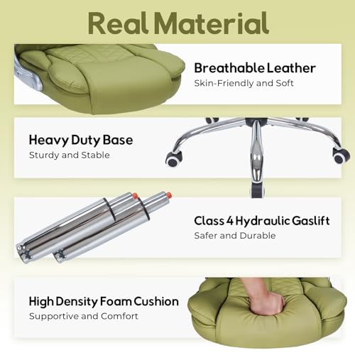 400lbs Executive Office Chair with Flip-Up Armrests, Big and Tall Computer Chair for Heavy People, Heavy Duty Ergonomic Comfy Chair, Breathable PU Leather (Green) - color: Green