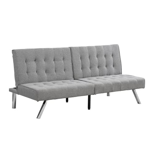 Convertible Futon Sofa Bed, Modern 68'' Fabric Sleeper Couch for Living Room,Guest Bed, Adjustable Backrest, Upholstered Recliner Chair, Loveseat for Compact Small Space Living Room (Gray New) - color: Gray New