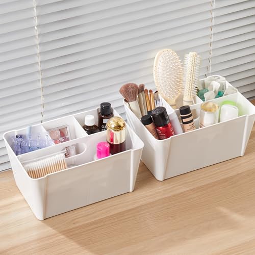 MACOPRO 17QT Craft Storage Box with 2 Removable Caddy Trays, Clear Stackable Plastic Organizer with Lid for Art Supplies, Beads, Sewing Tools, Pens & Kids Toys (White, 1Pack-2-in-1) - size: 1Pack-17QT-2-in-1