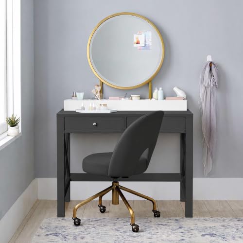 ChooChoo 40 Inches Farmhouse Computer Desk with 2 Drawers | Wooden Writing Desk, Study Desk for Home Office, Makeup Vanity, Black - color: Black, size: 40inch without Power Outlet