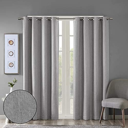 Sun Smart Maya Blackout Window Curtain Patio Single Panel, 50x54 Grey | Black Out Textured Heatherd Print,Grommet Top Living Room Decor Thermal Insulated Light Blocking Drape for Bedroom - color: Grey, size: 50"W x 54"L (Pack of 1)